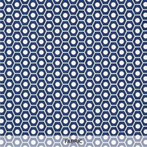 Schumacher Studio Bon Queen B Fabric Navy White